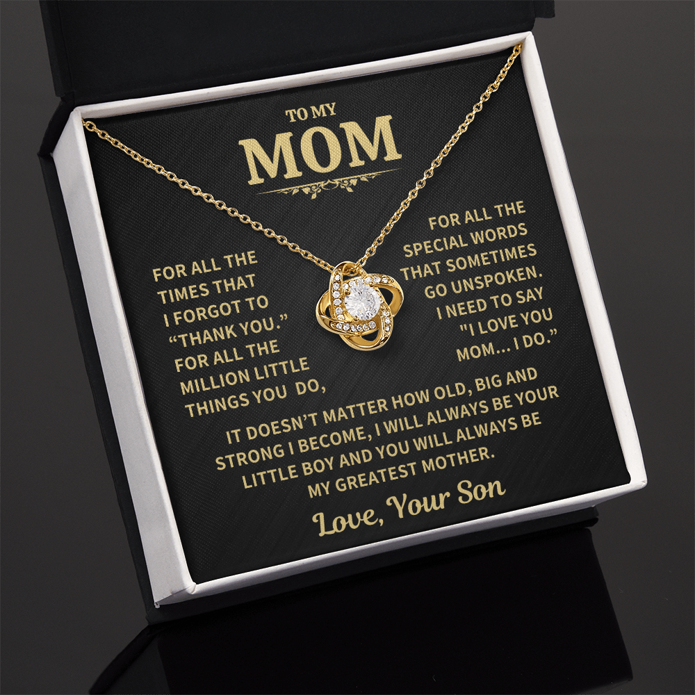 Mom Gift From Son ,"Thank You",Knot Necklace