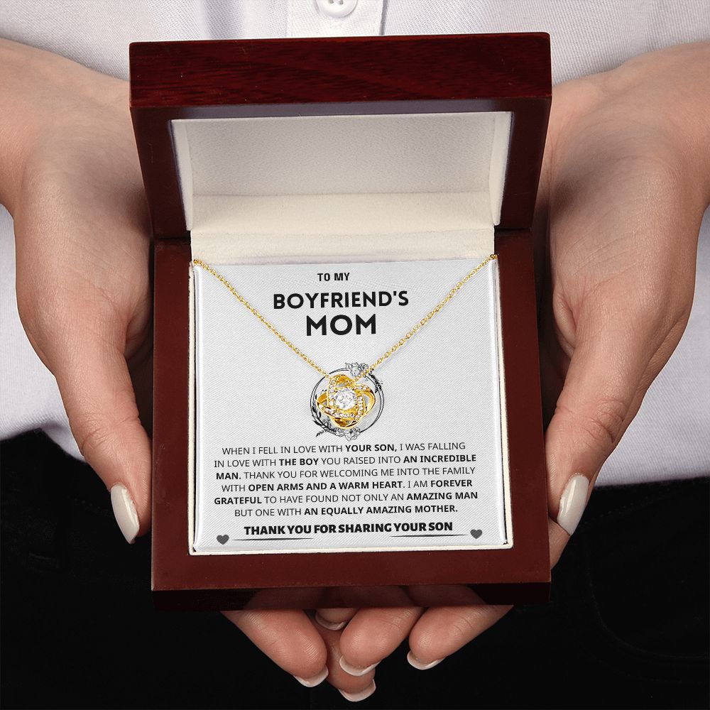 Boyfriend's Mom Gift- Forever Grateful-Love Knot Necklace