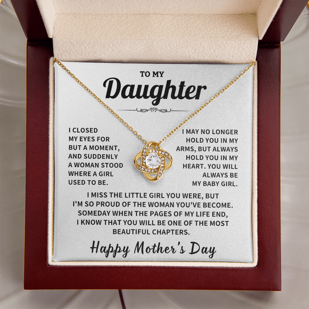 Daughter gift, "Always In My Heart", Knot Necklace