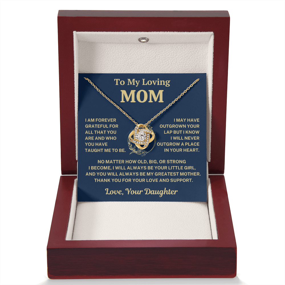 Mom Gift From Daughter, "Forever Grateful", Knot Necklace