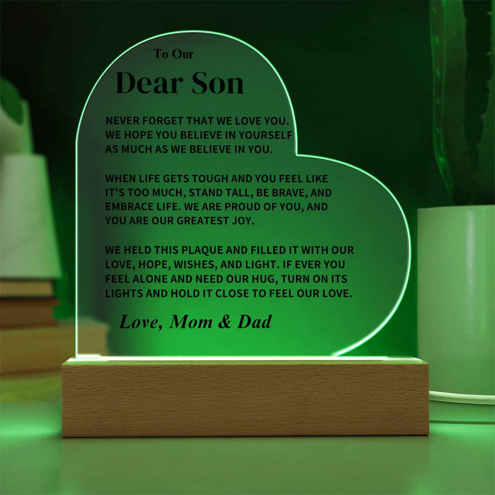 Son Gift-Acrylic Plaque- From Dad and Mom