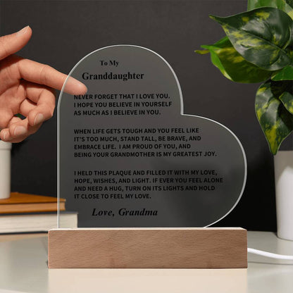 Granddaughter Gift, From Grandma- Acrylic Plaque
