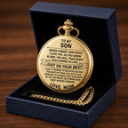 To My Son - From Mom, Vintage-Style Gold Pocket Watch Gift Set