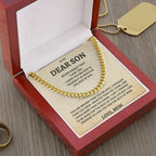 Son Gift, From Mom "Never Forget That I Love You"- Cuban Chain Necklace