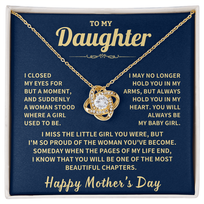 Daughter Gift,"Beautiful Chapters", Knot Necklace