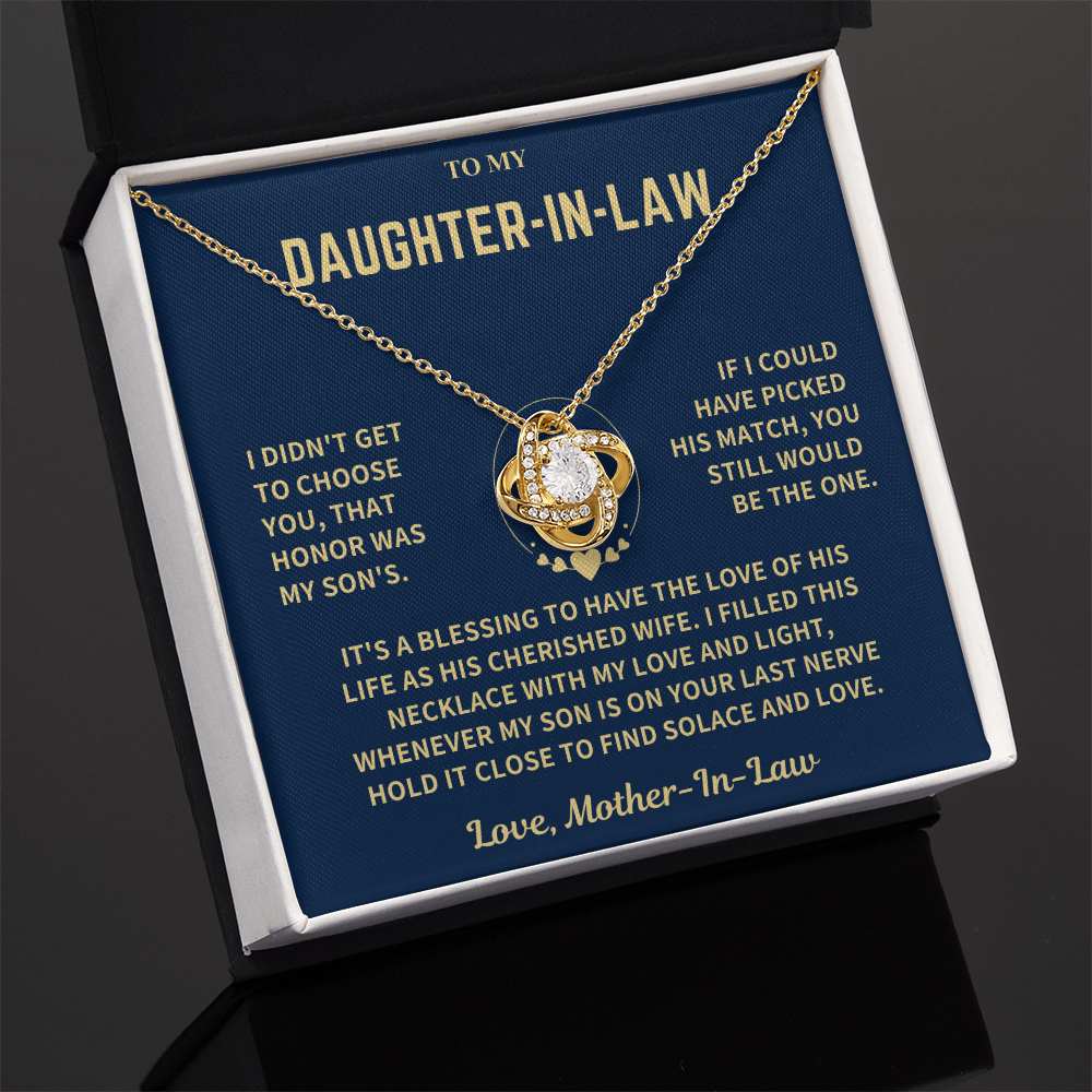 Daughter-In-Law Gift, "Filled With Love", Knot Necklace