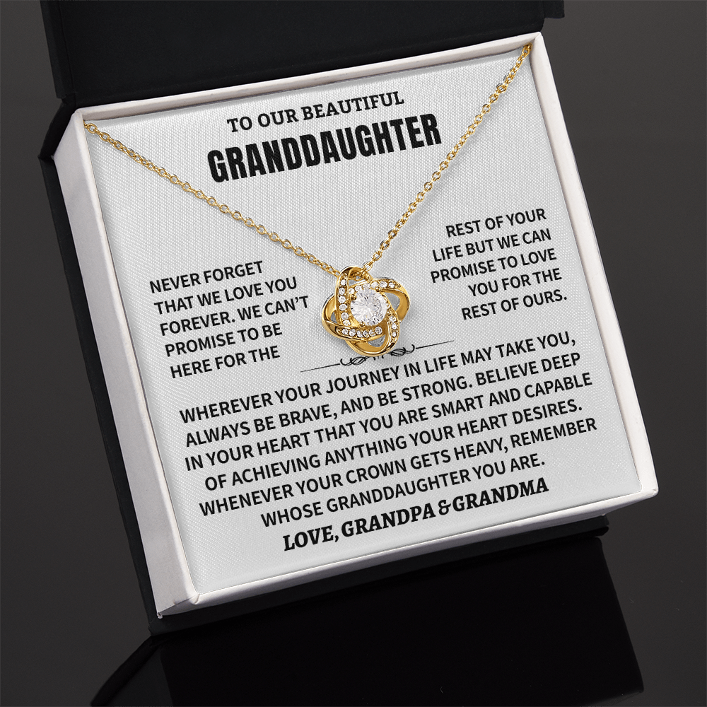 Granddaughter Gift From Grandpa & Grandma,"Never Forget", Knot Necklace