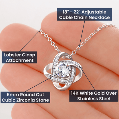Daughter gift, "Always In My Heart", Knot Necklace