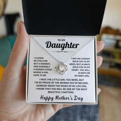Daughter gift, "Always In My Heart", Knot Necklace