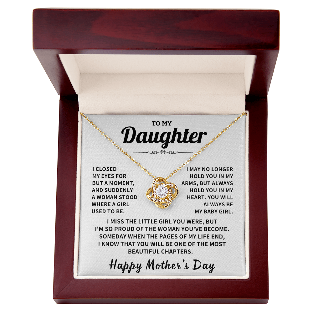 Daughter gift, "Always In My Heart", Knot Necklace