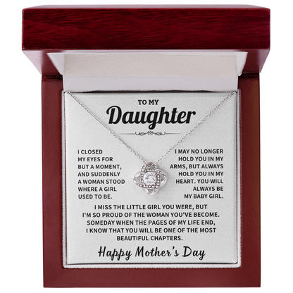 Daughter gift, "Always In My Heart", Knot Necklace