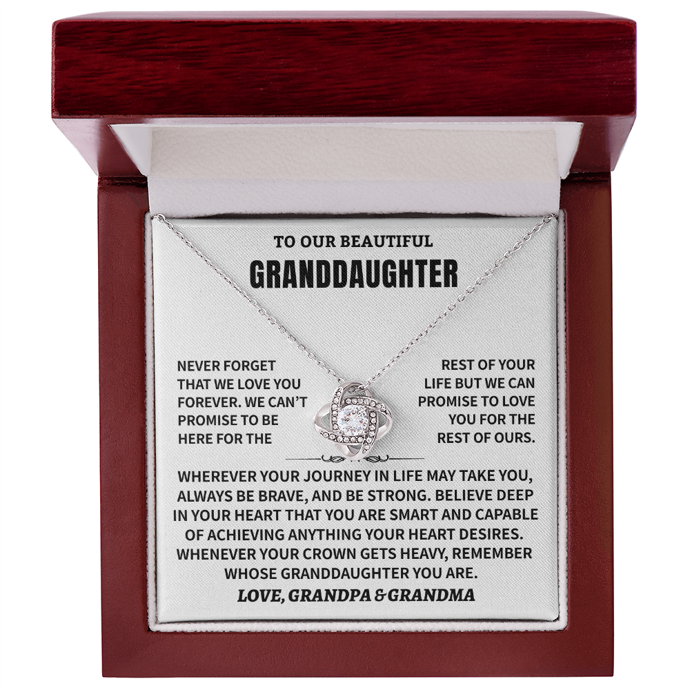 Granddaughter Gift From Grandpa & Grandma,"Never Forget", Knot Necklace