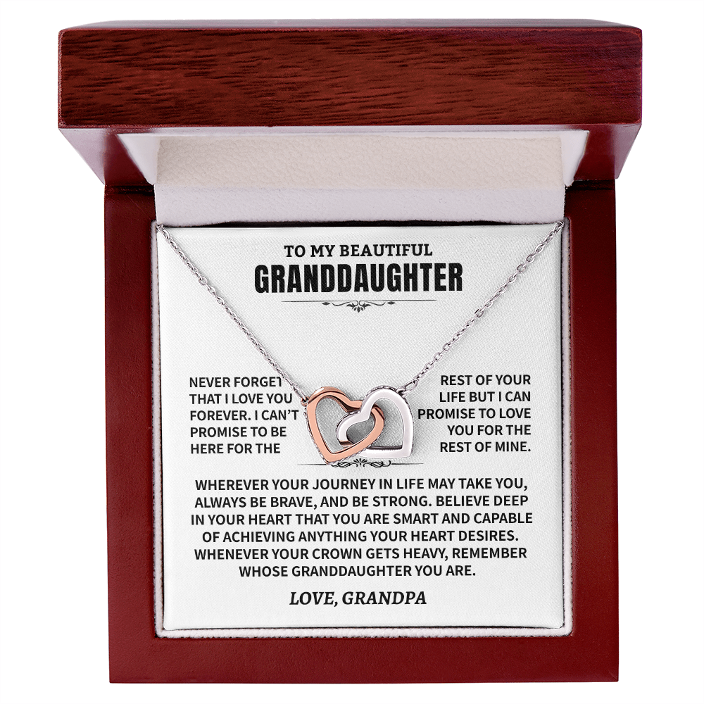 To My Granddaughter Gift From Grandpa- Interlocking Hearts Necklace
