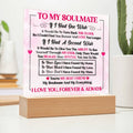 Soulmate Gift- My Best Friend, My Everything- Square Acrylic Plaque