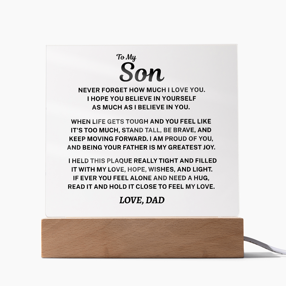 To My Son Acrylic Plaque From Dad – A Gift He’ll Treasure Forever 💙