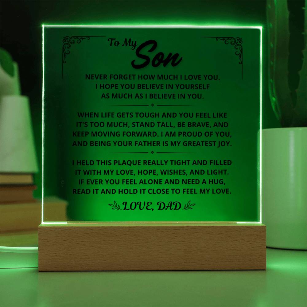 To My Son Gift From Dad - Keep Moving Forward, LED Acrylic Plaque