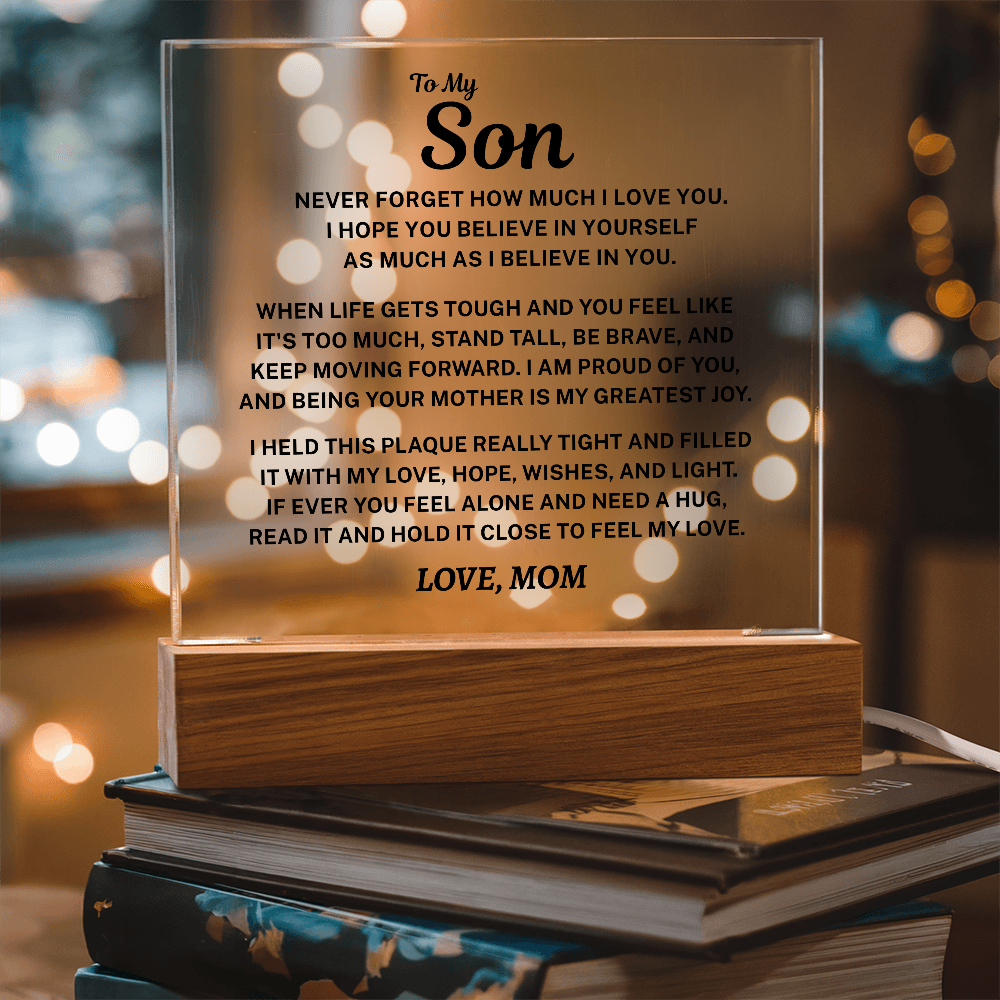 To My Son Acrylic Plaque From Mom  – A Gift He’ll Treasure Forever 💙