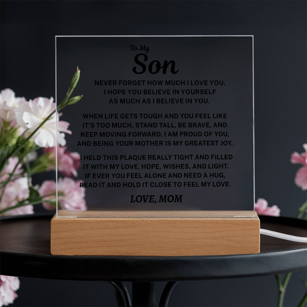 To My Son Acrylic Plaque From Mom  – A Gift He’ll Treasure Forever 💙
