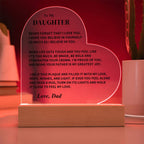 Daughter Gift- LED Heart Acrylic Plaque- From Dad