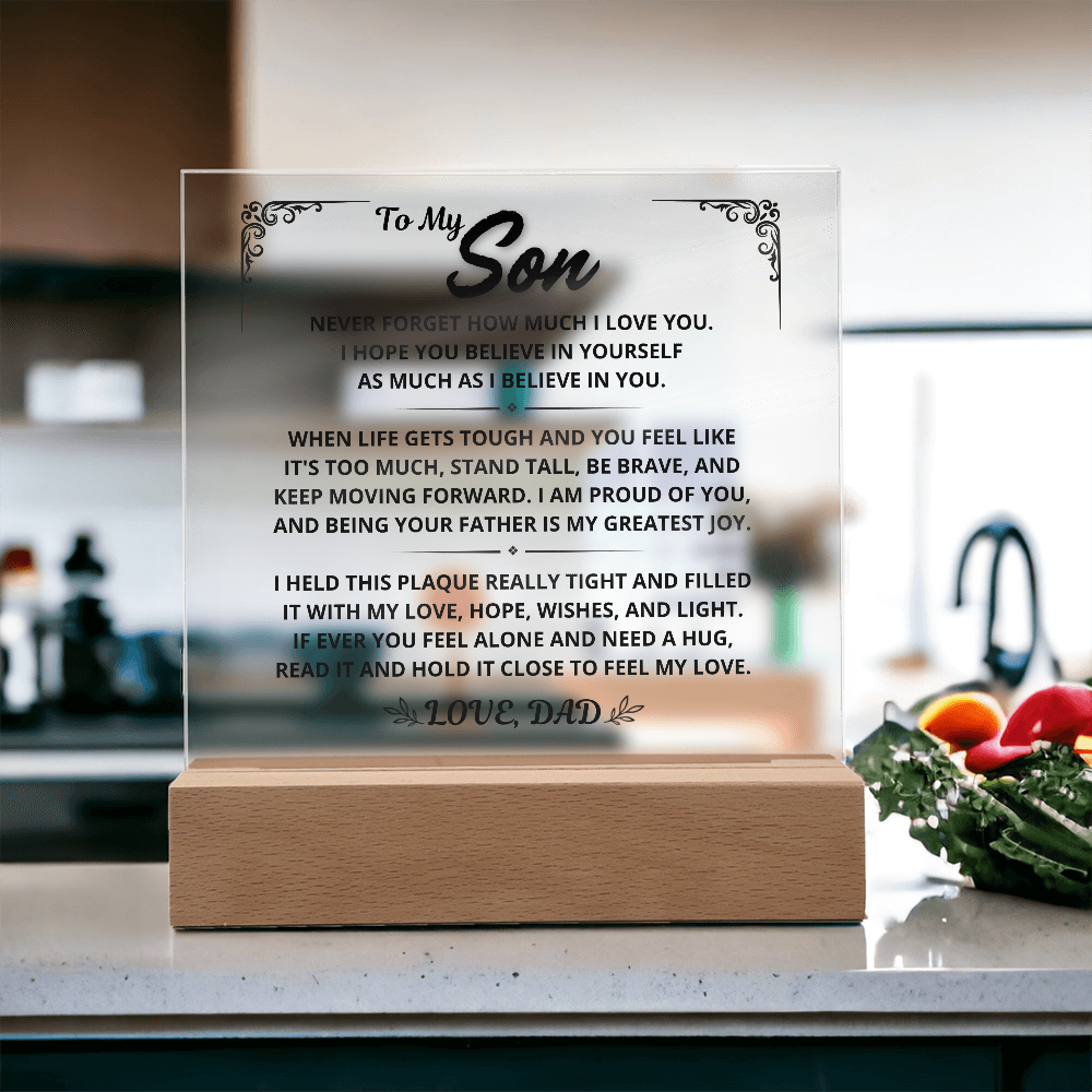 To My Son Gift From Dad - Keep Moving Forward, LED Acrylic Plaque