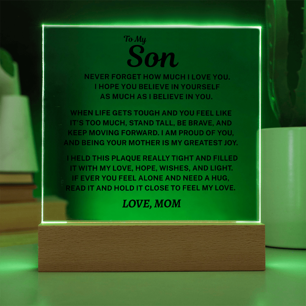 To My Son Acrylic Plaque From Mom  – A Gift He’ll Treasure Forever 💙