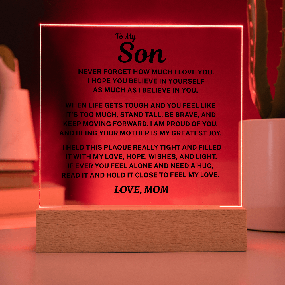 To My Son Acrylic Plaque From Mom  – A Gift He’ll Treasure Forever 💙