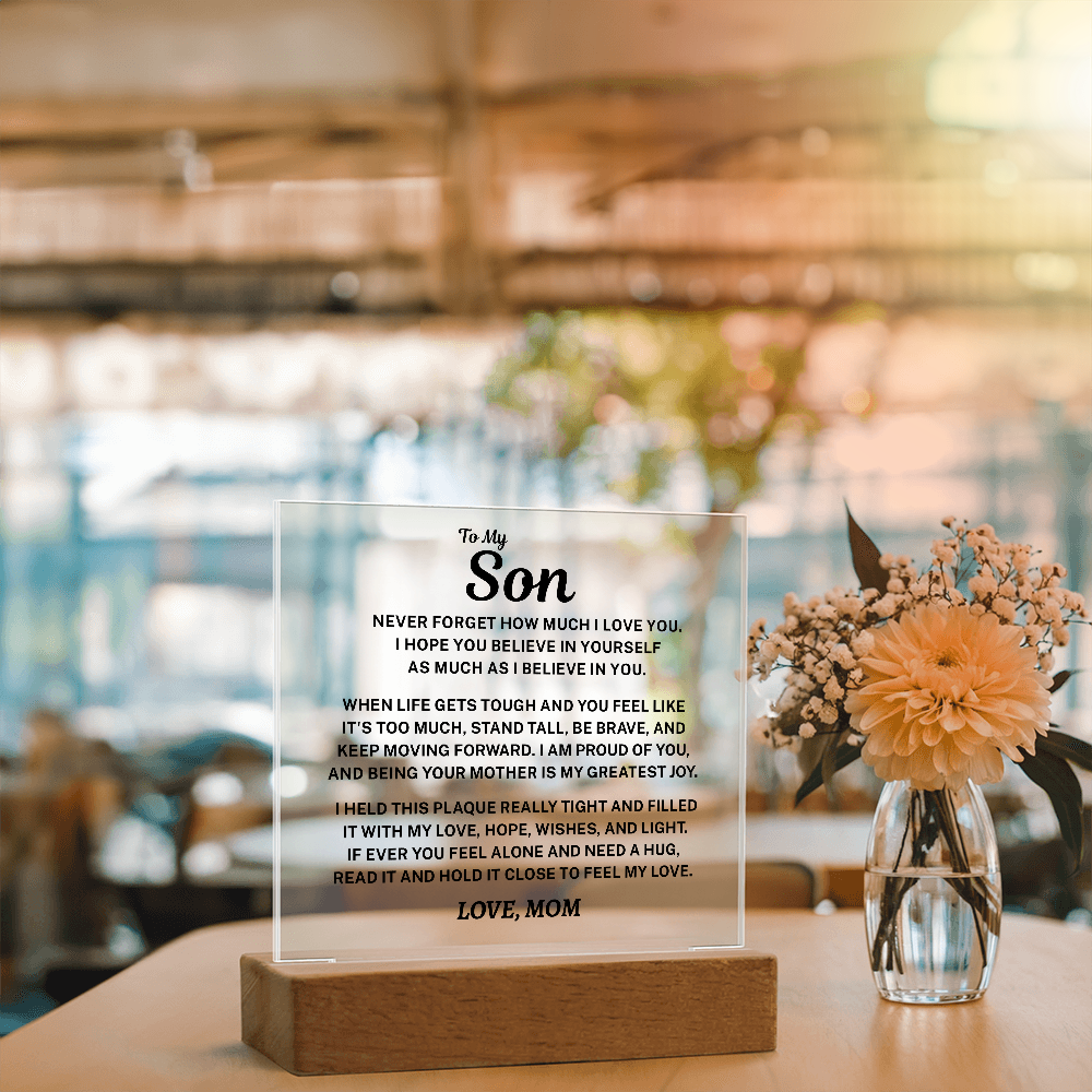 To My Son Acrylic Plaque From Mom  – A Gift He’ll Treasure Forever 💙